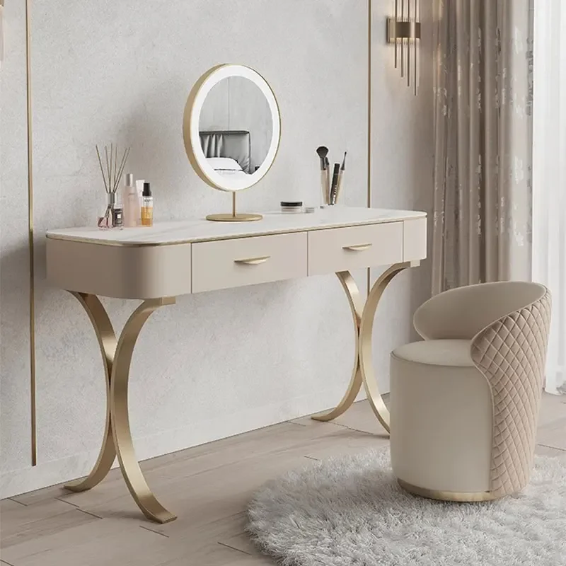 

Mirror Lights Chair Vanity Table Nordic Makeup Storage Aesthetic Dressing Table Drawer Aesthetic Coiffeuse De Chambre Furniture