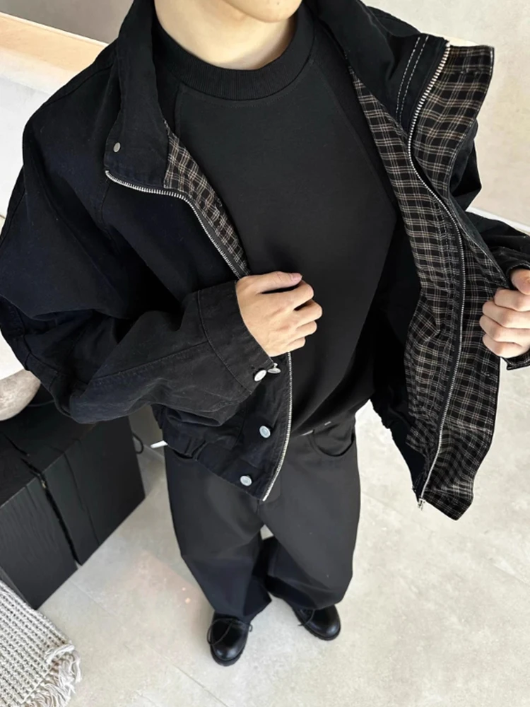 

Мужской бомбер в американском стиле ретро Sle Jaet, осеннее летное пальто, рабочая одежда, свободная посадка из полиэфирного волокна, длинная застежка-молния