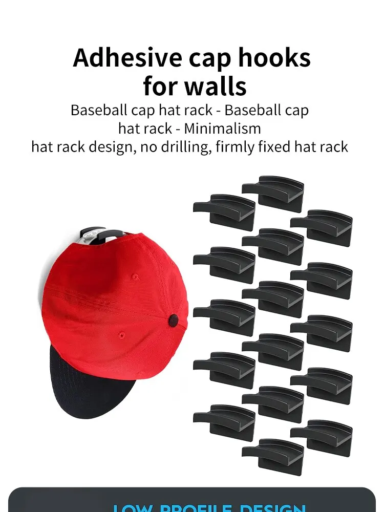 5/10 Stück selbstklebende Huthaken für die Wand, minimalistisches Rack-Design, kein Bohren, starker Halt, Hutaufhänger, Patent-Aufhellung – Detail 1
