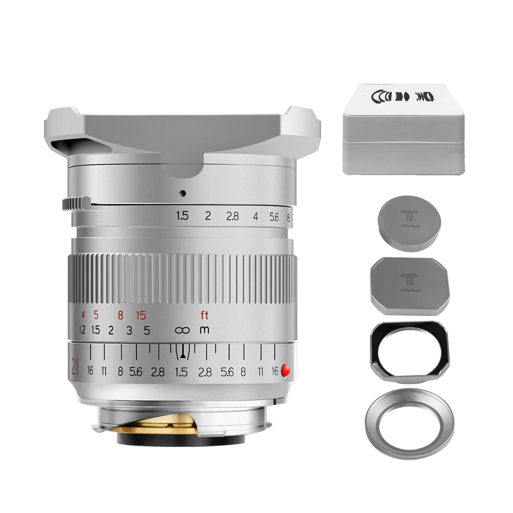 TTArtisan 21mm F1.5 Full Frame Camera Lens for Leica M Mount Cameras M240 M3 M5 M6 M7 M8 M9 M9P M10 Silver/Black