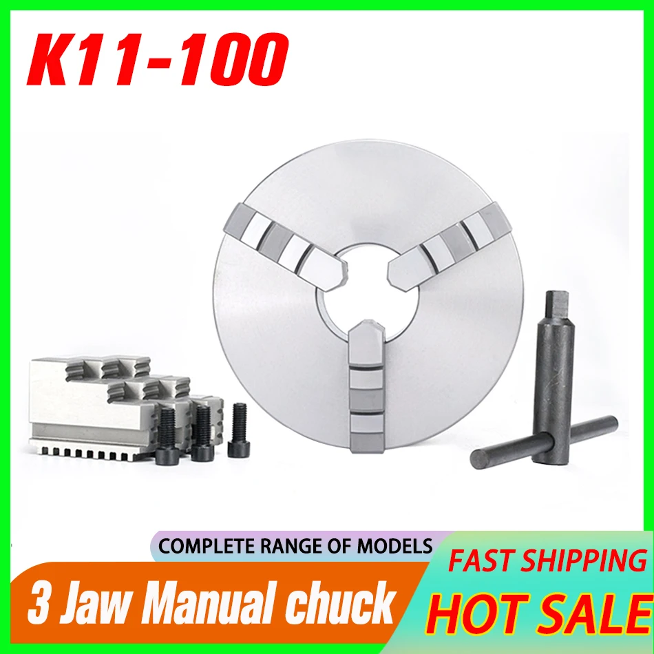 

3 jaw manual chuck Self-centering K11-100 chuck for lathe machine tool three-jaw precision manual clamp Positive negative jaw