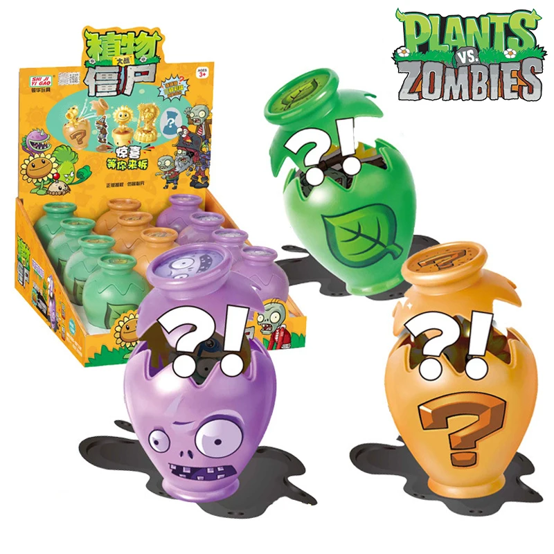 Figuras de acción de Plants VS Zombies 2 para niños, Set de 12 piezas, caja sorpresa, Peashooter, girasol, Pirata, Capitán Zombie