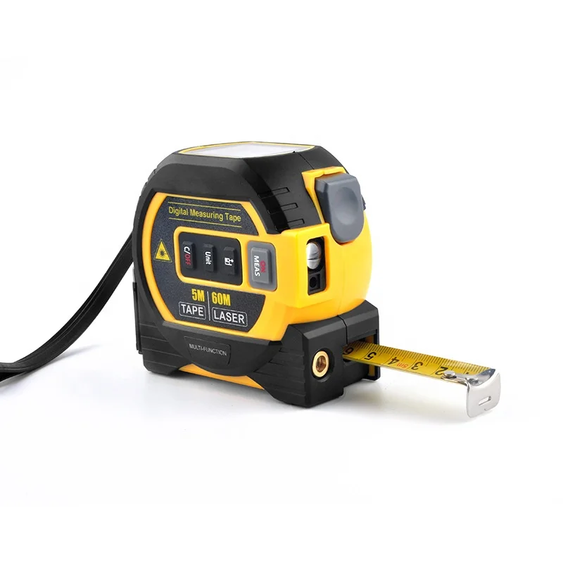 5m Yellow Multifunctional Anti Shock Automatically Locking Area Digital Smart Display Measuring Tape