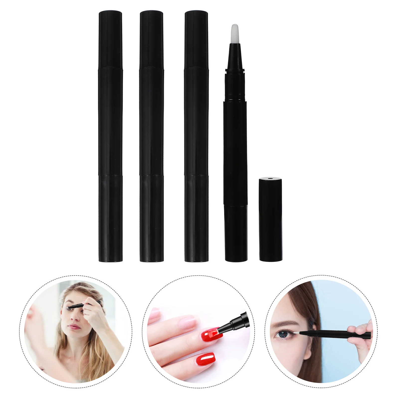 

4Pcs Eyelash Growth Liquid Pen Empty Nail Oil Tube Plastic Container Nail Polish Brush Application Plastic Empty Tube