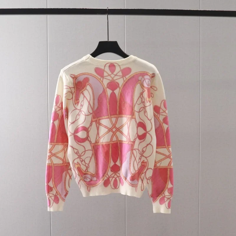 Korea Style Pink Sweater Pullovers Women's Sweater Cartoon Print Y2k Wool Knit Tops Cute Kawaii Harajuku Girl Jumper Jersey New