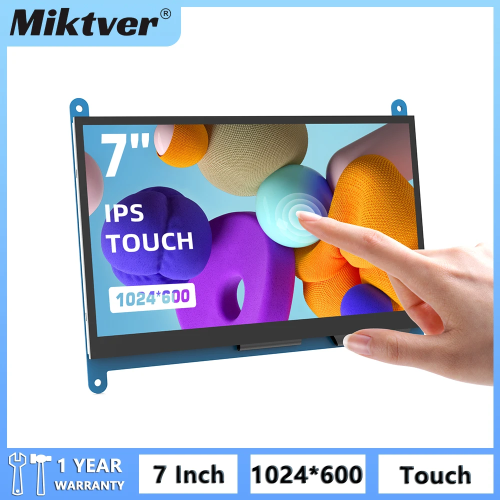 Miktver Polegada Monitor Touchscreen Capacitivo 5-pontos 1024×600 hd Ips Display Suporte Raspberry pi b b Mais a Mais Win 10 7