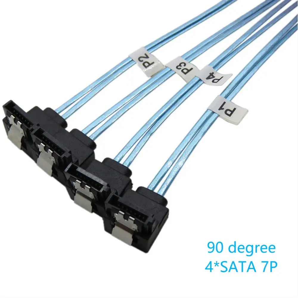 For servers sata Cabo SFF-8087 36P to 4 SATA 7P Cable Mini SAS Male To 4 90degree angle SATA 7P Female 12Gbps Disk Data Cable