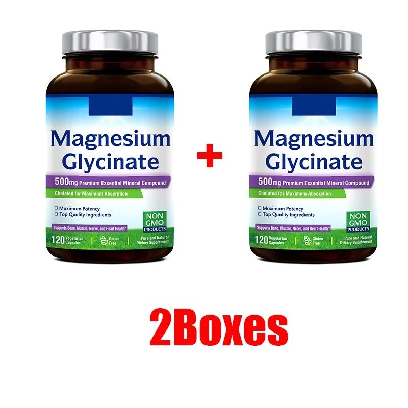 

2 Bottle Magnesium Glycine Capsule Promotes Muscle and Nerve Health Support Cardiovascular Function Health Food