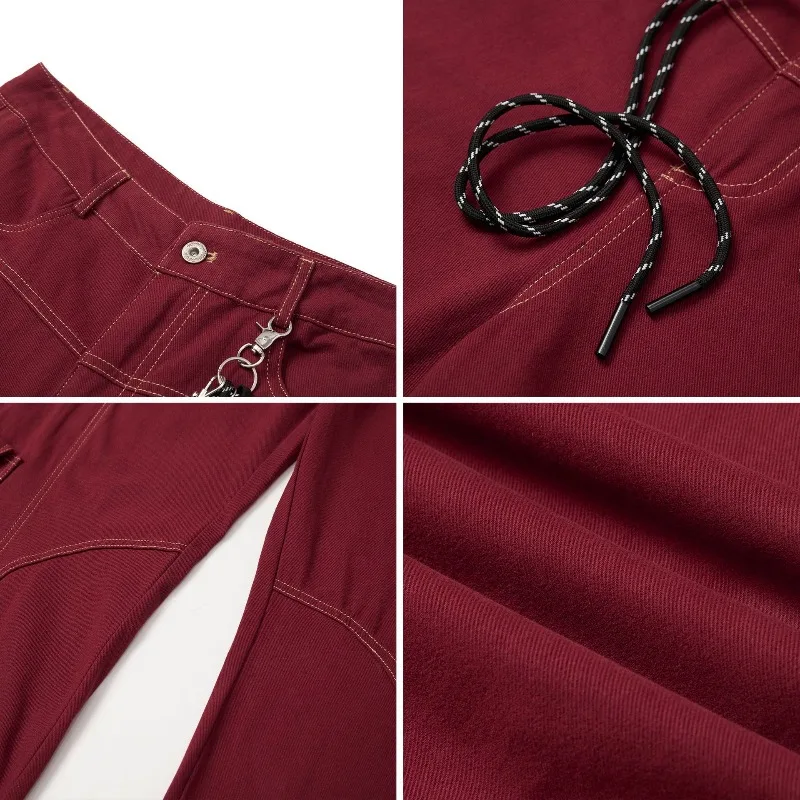 OR FL American Style Deconstruction Design Sense Curved Knife 100 Cotton Women Cargo Trousers Trendy Brand Wide Leg Slacks Pants