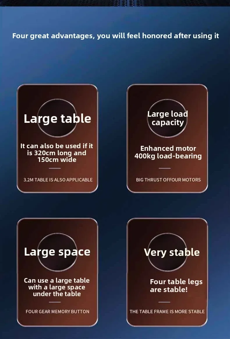 إطار طاولة رفع كهربائي F4Y بأربعة محركات وأربعة أرجل طاولة من الخشب الصلب إطار طاولة كبير من الدرجة الأولى بلاطة صخرية كبيرة الحاملة #5