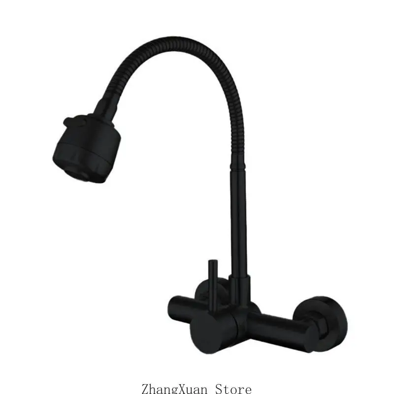 Cold And Hot Water Double Outlet Adjusted Swivels Kitchen Sink Faucet Enduring 3XUF