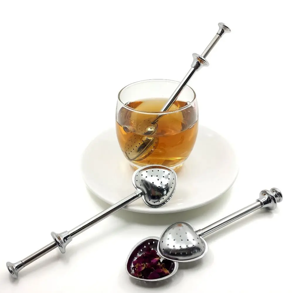 Reusable Cups Spice Loose Leaf Tea Heart-shaped with Handle Filter Strainer Spoon Tea Infuser Diffuser