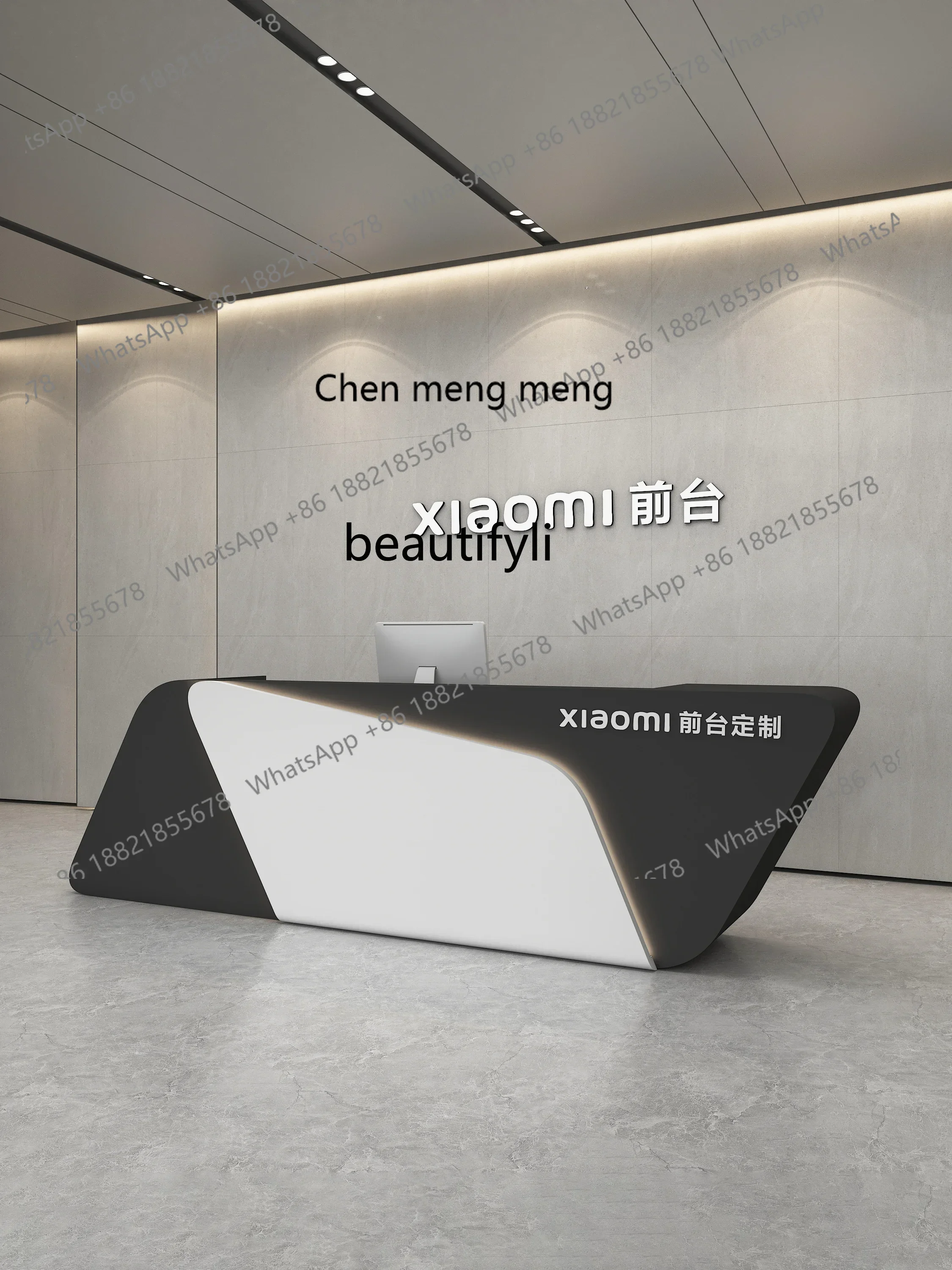 X  ss 8617 Modern simple company hotel lobby reception cabinet property paint bar table