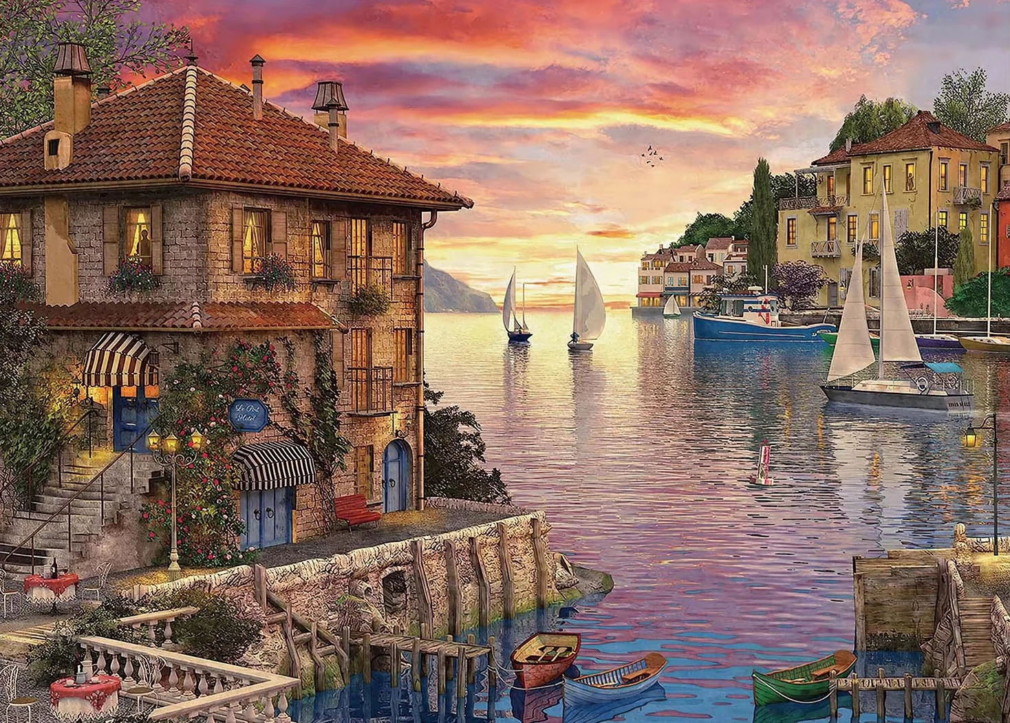 

Scenery Mediterranean Harbor 500/1000/1200/2000 PCS Jigsaw Puzzles Family Activity Games for Gameroom Bedroom Gifts Home Decor