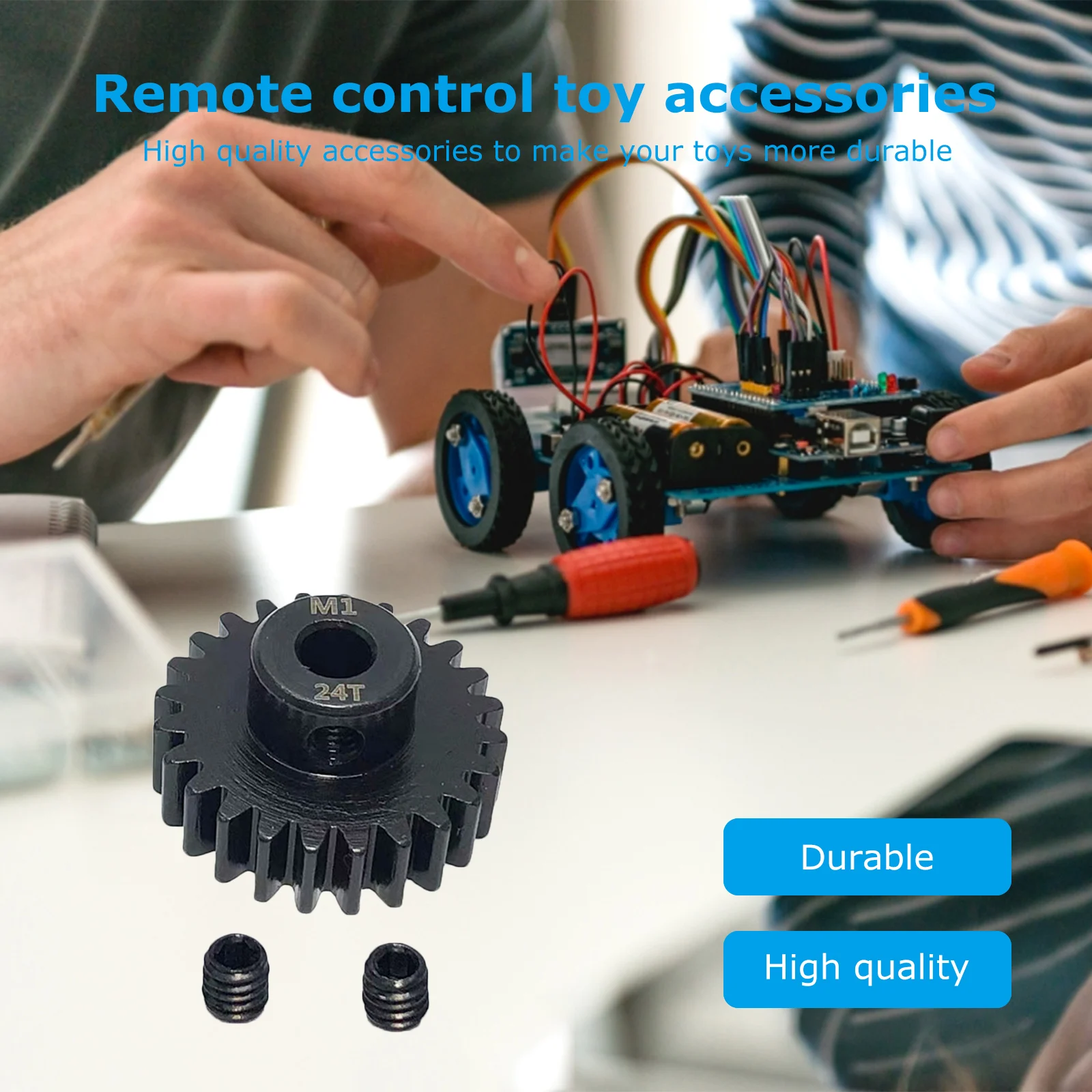 M1 5mm Metal Pinion with M3 Screws 23t-34t Metal Gear Carbon Steel Rc Car Motor Gears Replacement Parts for 1/8 Rc Buggy Truck