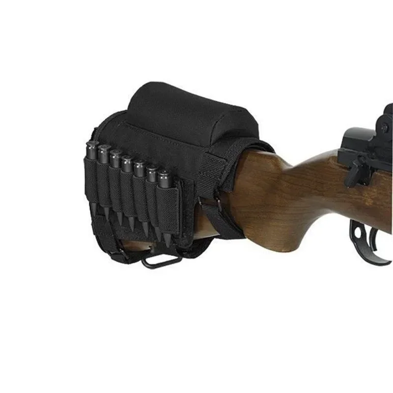 Outdoor Butt Stock Rifle Cheek Rest Pouch Bullet Holder Nylon Riser Pad Ammo Cartridges Bag Hunting