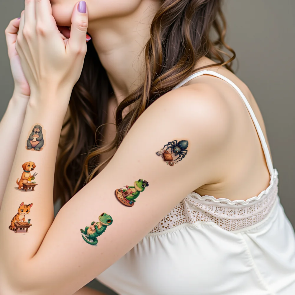 54pcs Temporary Tattoo Animal Stickers Temporary Tattoo Stickers Cute Stickers For Girls Shoulders Cheeks