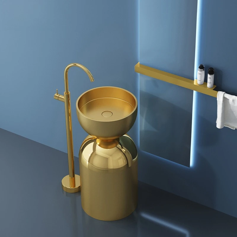 Bathroom Wash Basin Ceramic European Golden Finish for Hotel for Commercial Easy Clean, Ceramic Vanity Sink