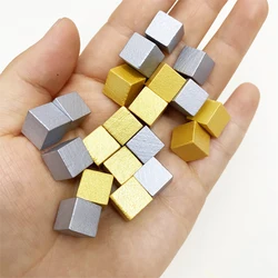 50/100Pcs/Set 10mm Gold/Silver Metal Color Wood Square Corner Blank Dice Chess Piece Right Angle Cubes For Puzzle Board Game