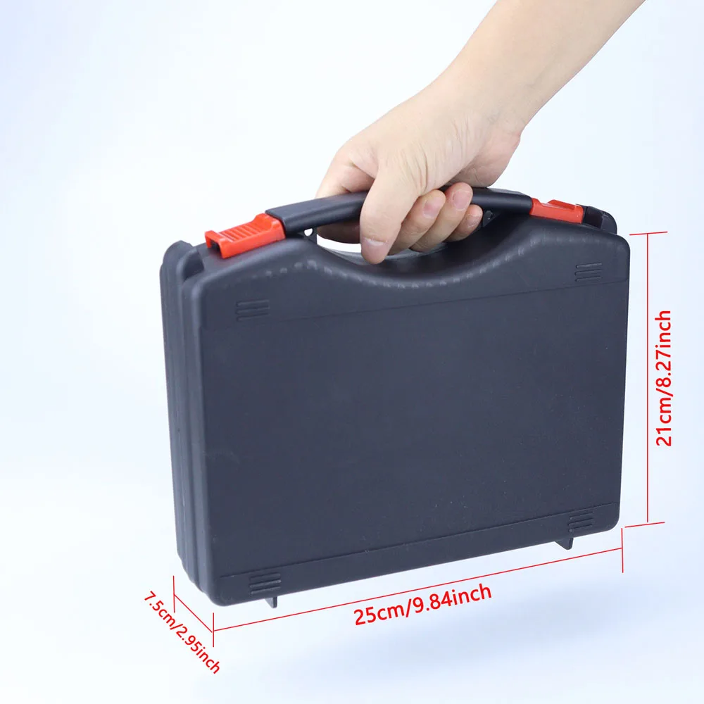 1 x Hartkoffer für Werkzeuge, Werkzeugkasten, universeller Hartkoffer zum Aufbewahren von Elektrobohrern und Werkzeugen, 25 x 21 x 7,5 cm, nur Koffer – Detail 2