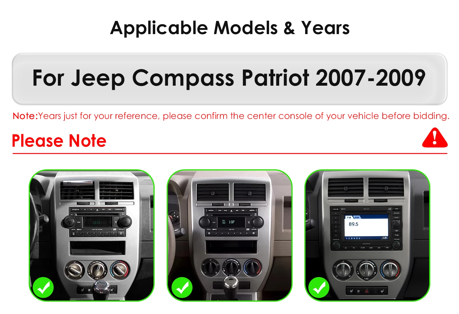 Android Autoradio für Jeep Compass Patriot 2007 - 2009 Multimedia-GPS 4G Carplay