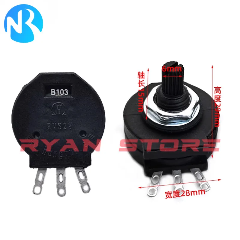 2PCS RV28P RVS28P 1K 10K 100K 220K 4.7K 47K 470K 5K OHM 2W Rotary Carbon Potentiometer Pot For Electric Welding Machine 3/6Pin