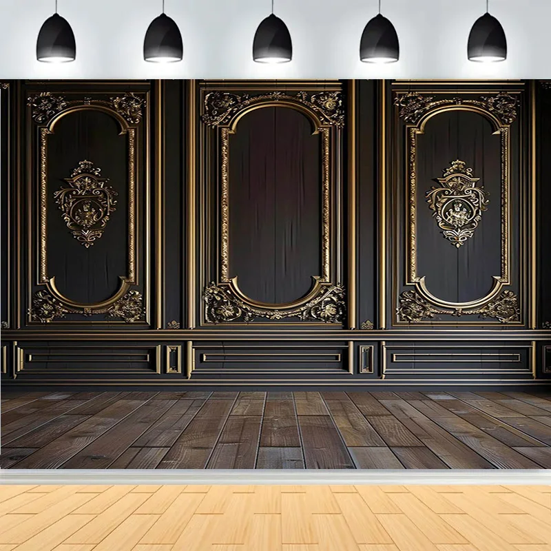 

Luxury Classic Interior Wall With Mouldings Photography Backdrops European Vintage Wood Wedding Photo Studio Background XA-02