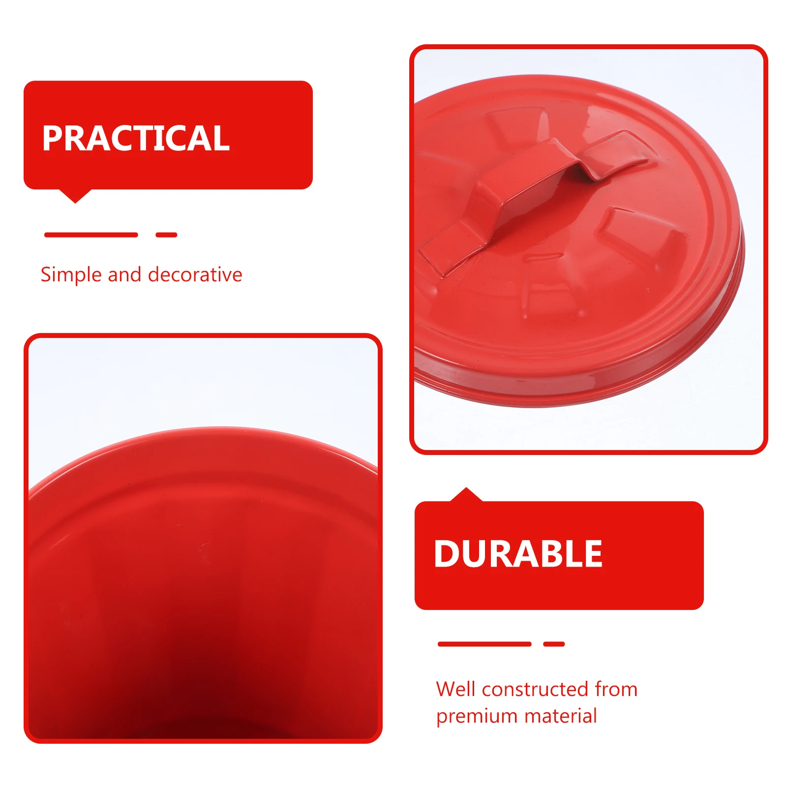 

Compact Simple Handled Galvanized Trash Bucket Metal Wastebasket Galvanized Iron Storage Holder Decorative Trash Container