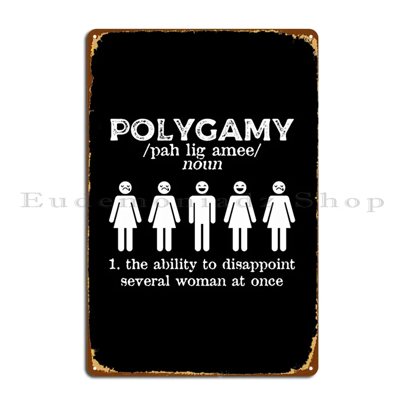 Polygamy مضحك تعريف Polyamorous Polyamory58 لوحة معدنية نادي جدارية مخصصة جدار جدارية الديكور تين تسجيل ملصق #2
