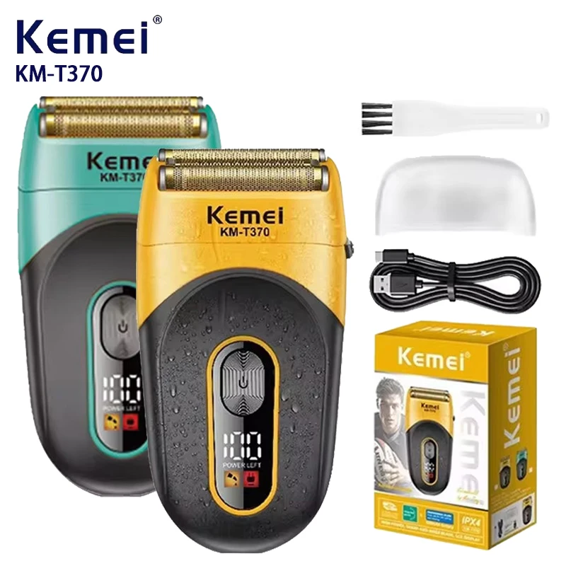 Kemei Shaving Machine Men Beard Trimmer Professional Waterproof Electric Foil Shaver Barber 3 Blades USB Charging KM-T370