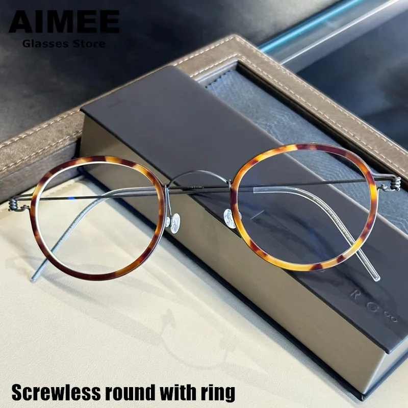 

Denmark Brand Air Titanium Screwless Glasses Frame Men Retro Round Ultralight Eyeglasses Women Morten Handmade With Ring Eyewear