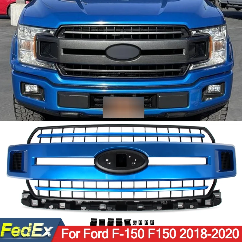 SAIQINGSP Velocity Blue Fit For Ford F-150 F150 2018-2020 Front Bumper Grille ABS Plastic Car Accessories Tools