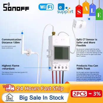 SONOFF POWCT 와이파이 POW 링 스마트 전원 계량기 스위치, 에너지 모니터 분할 코어 전류 변압기, 데이터 홀드, eWeLink 제어, 100A 