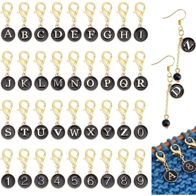 

72 Pcs Number Stitch Markers, Black 36 Styles Including A-Z Letter Locking Marker 0-9 Number Crochet Marker Enamel Stitch Needle