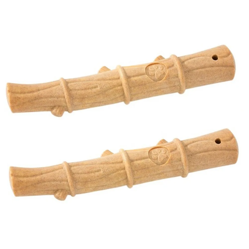 

2Pcs Durable Log Color Dog Chew Stick Bone Shape Bite Resistant Dogs Chew Toys Wood Puppy Molar Toys Relieve Boredom