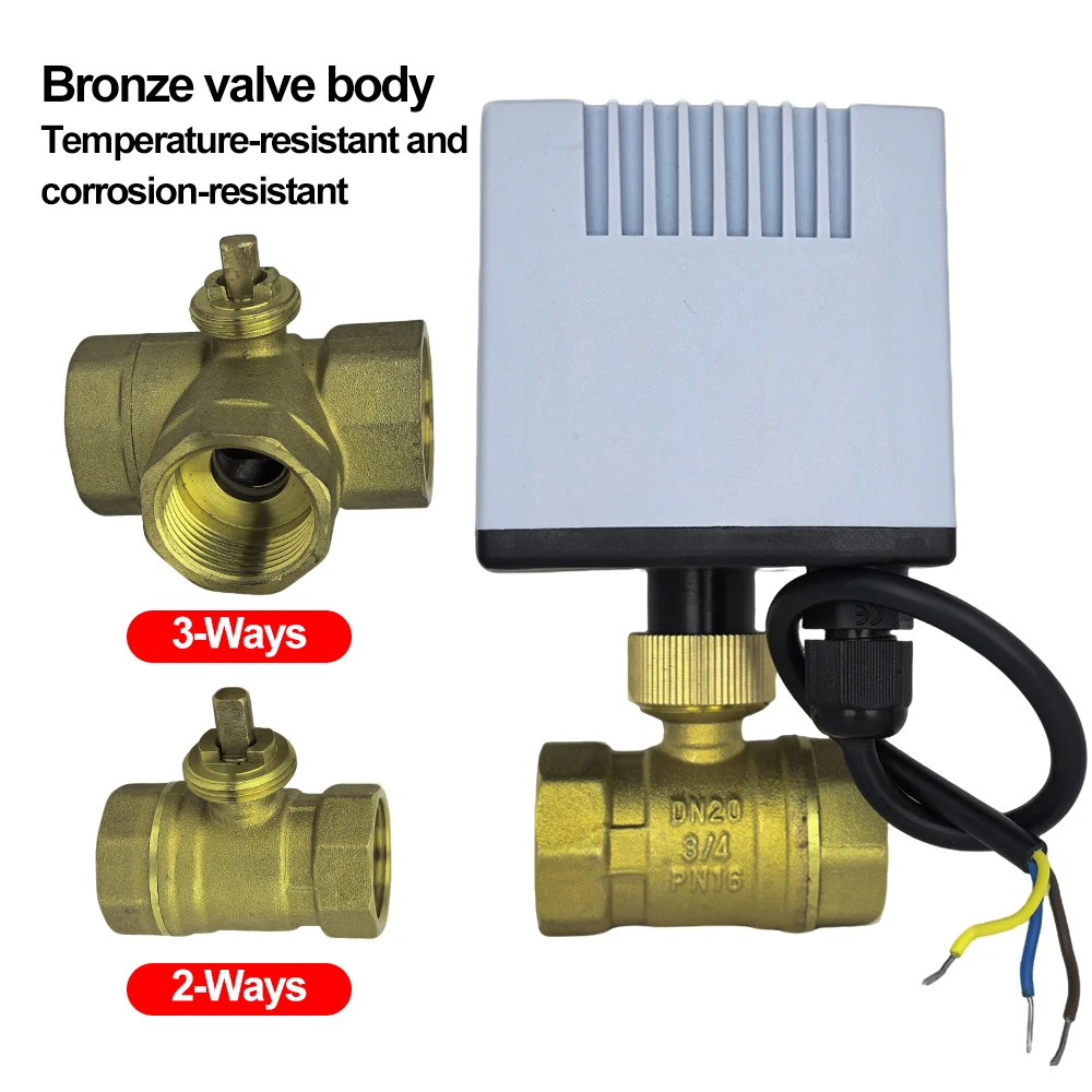 DC12-24V AC220V Three-wire Two-control Electric Ball Valve, IP67 Highly Waterproof Electric Control Valve 2ways/3ways