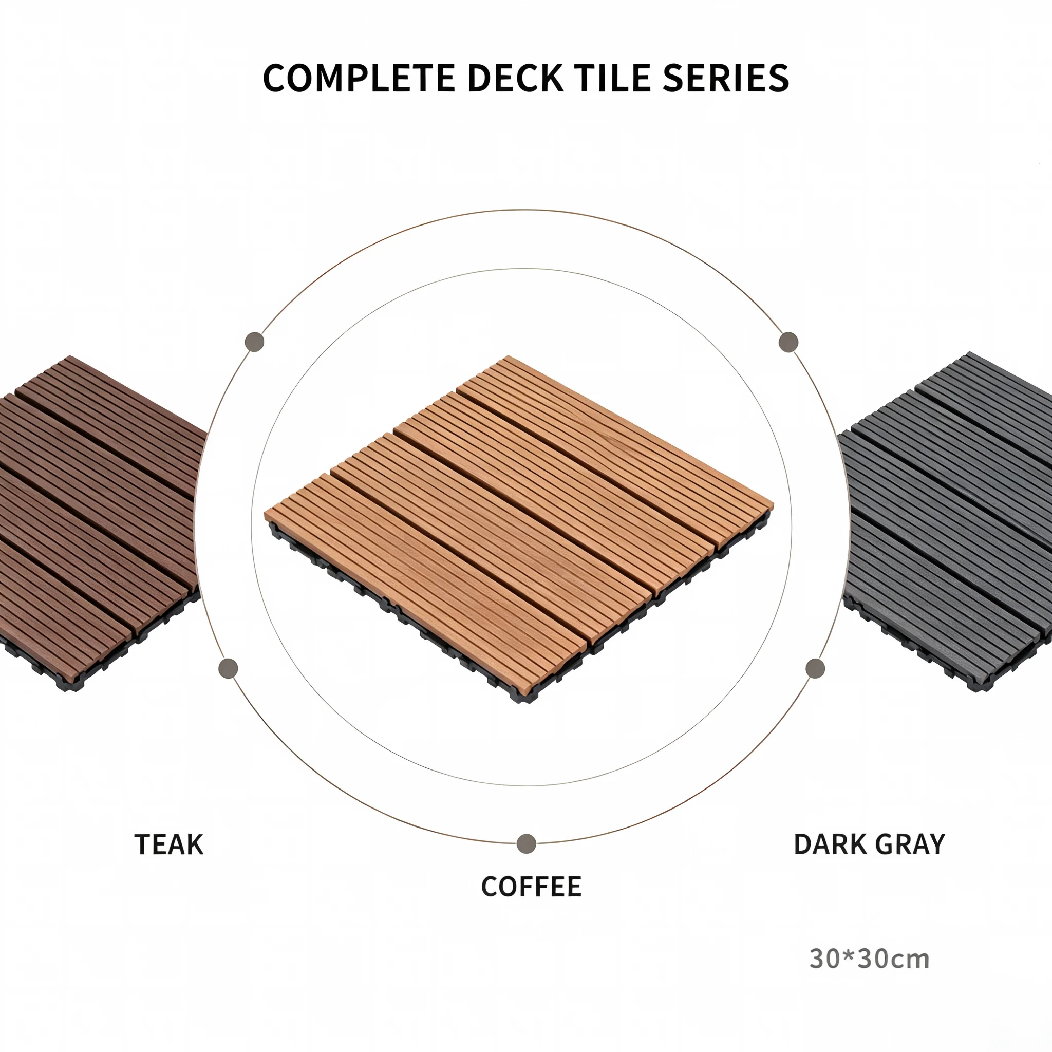 22 piastrelle per decking in WPC a incastro, facili da posare, dimensioni 30×30×2 cm, pavimentazione per patio in composito di legno e plastica, piastrelle per esterni da applicare in autonomia,