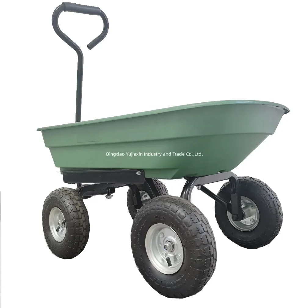 300kgs Load Capacity Lawn Utility Trailer Garden Tractor Cart Garden Hand Cart Plastic Garden Dump Cart