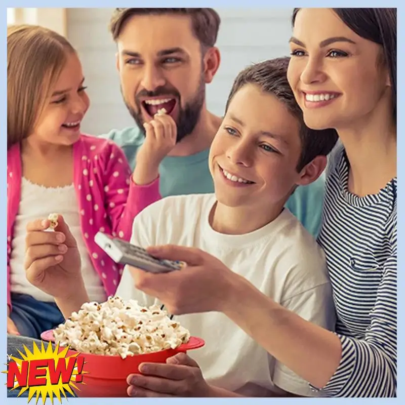 AT14 High Quality Microwave Popcorn Bowl Bucket Silicone DIY Popcorn Maker With Lid Chips Fruit Dish Kitchen Easy Tools Durable