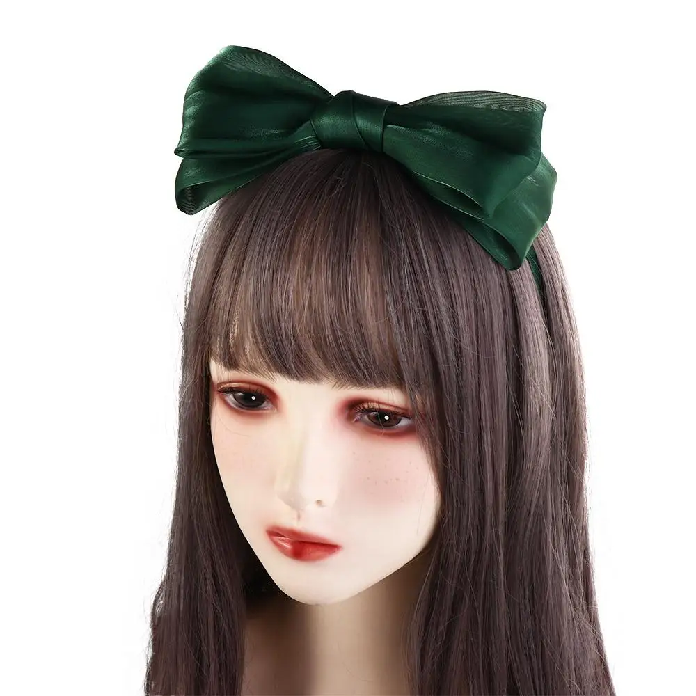 Elegant Sweet Hair Accessories Headress Mesh Barrette Korean Style Hairband Bow Hair Hoop Bright Silk Hairband Women Headband