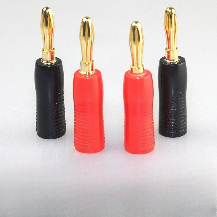 ‌4pcs Gold-Plated 4MM Pure Copper Banana Plug for Speaker/Audio Cable - High Conductivity & Durable