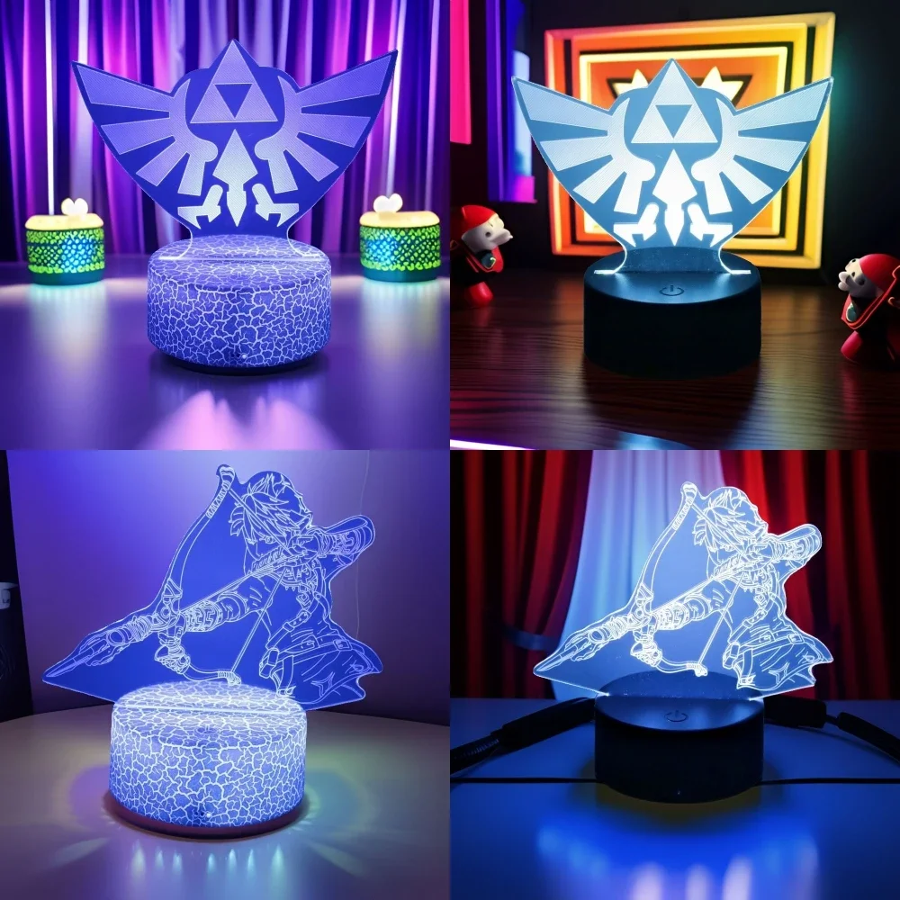 Zelda 3D Lamp Anime Figure World of Warctaft Led Night Light Cute Action Figure Zelda Tears of the Kingdom Children Toys Gifts