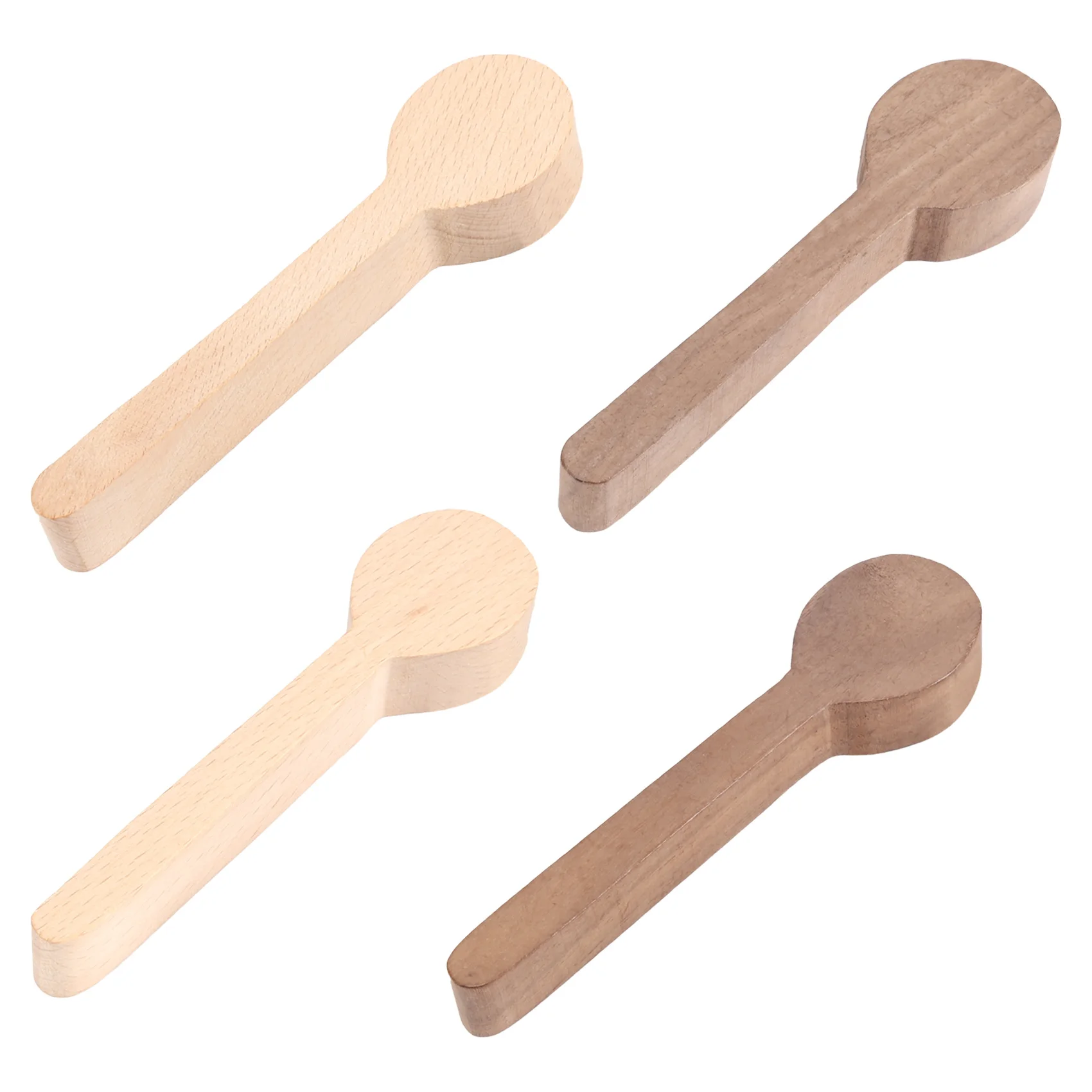 Wood Carving Spoon Blank Beech and Walnut Wood Unfinished Wooden Craft Whittling Kit for Whittler Starter (4Pcs)