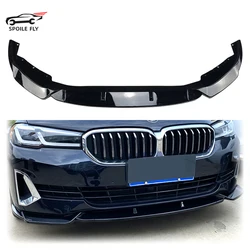 For BMW 5 Series G30 G31 520i 525i 530i 2021 2022 Car Front Bumper Lip Spoiler Glossy Black Or Carbomn Fiber Look Body Kit