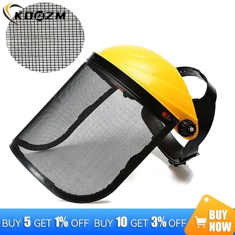1PCS Garden Grass Trimmer Safety Helmet Hat With Full Face Mesh Visor For Logging Brush Cutter Forestry Protection Metal+Plastic