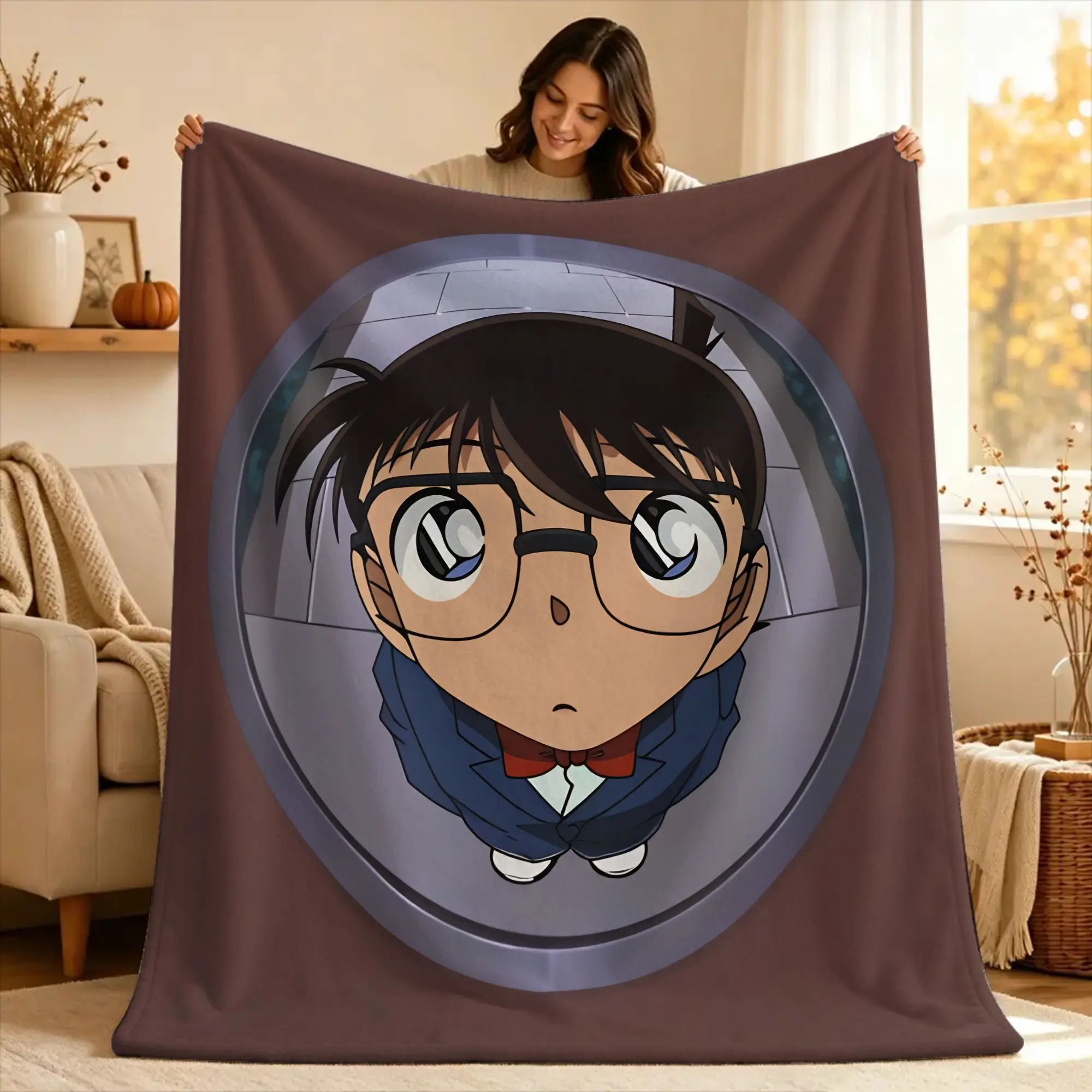 D-Detective C-Conan Flannel Blanket  Warm Bedding Throws for Couch Chair Airplane Travel Street Trend Bedspread Sofa Bed Cover