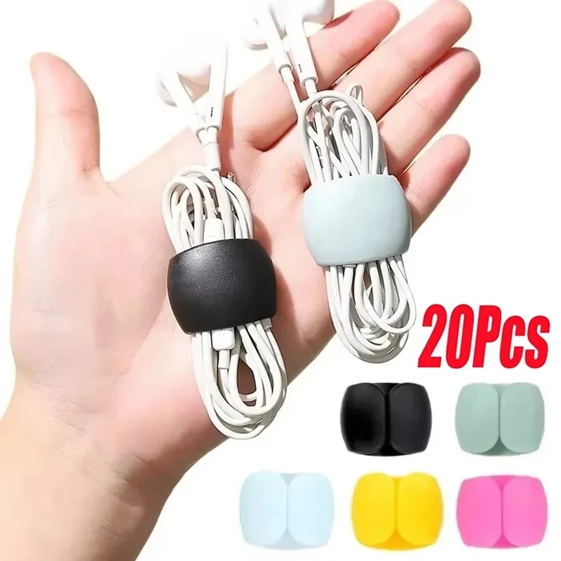 5-20PCS Charge Cable Protectors Earphone Holder Cord Clip Data Line Storage Winder Travel Cable Organizer Phone Cable Management