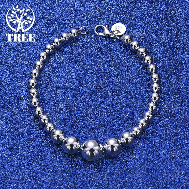 Fashion 925 Sterling Silver Heart Four Leaf Clover Multi-Chain Bead Chain Bracelets Lady Birthday Party Cute Jewelry Accessories