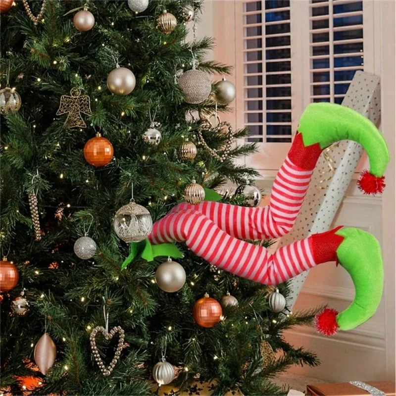 Weihnachten Stoff Elf Beine Prop Ornament, Weihnachtsbaum Topper Dekoration, Home Party Dekorationen, festliche Wohnaccessoires