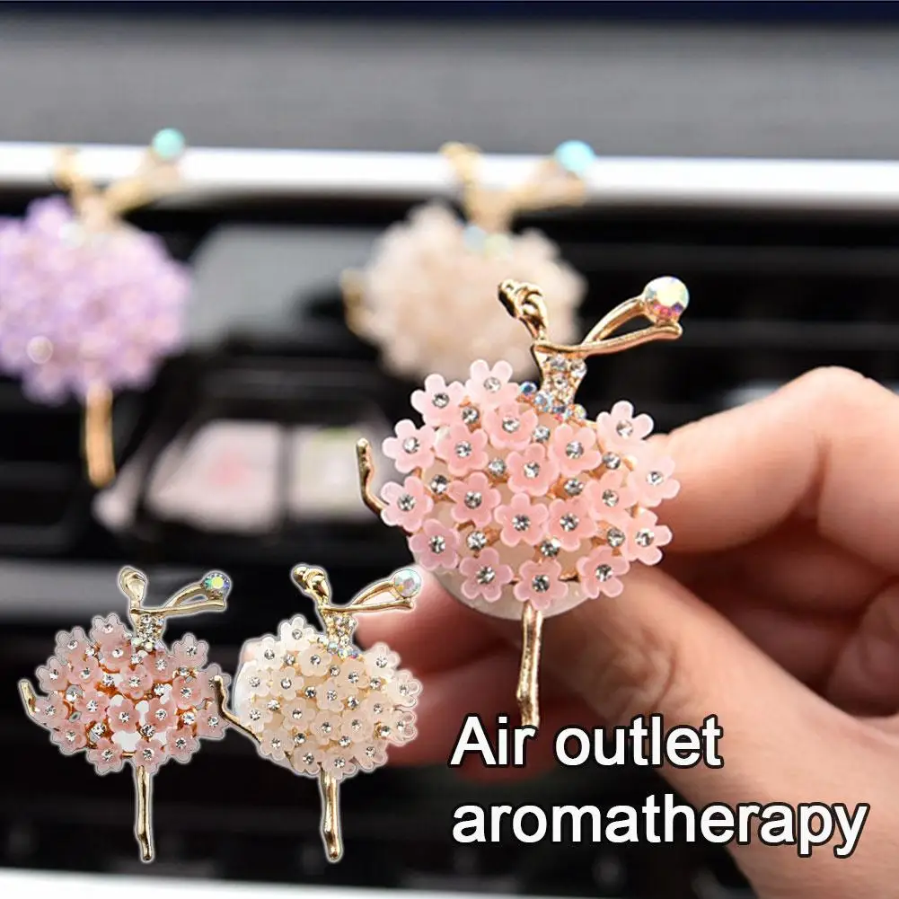 Diamond-Studded Ballerina Car Vent Fragrance Clip Cartoon Car Decorative Ornament Clip Air Freshener Conditioning Interior N6H9